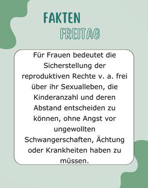 Reproduktive Rechte sichern die reproduktive Gesundheit und Selbstbestimmung