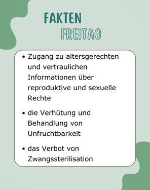 Reproduktive Rechte sichern die reproduktive Gesundheit und Selbstbestimmung