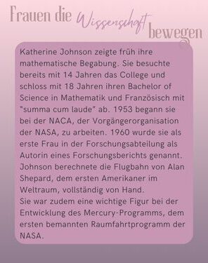 Frauen die Wissenschaft bewegen Katherine Johnson