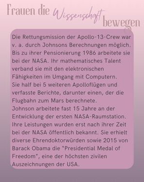Frauen die Wissenschaft bewegen Katherine Johnson