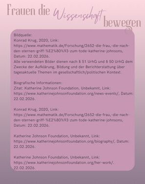 Frauen die Wissenschaft bewegen Katherine Johnson