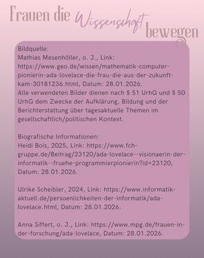 Frauen die Wissenschaft bewegen Ada Lovelace