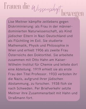 Frauen die Wissenschaft bewegen Lise Meitner