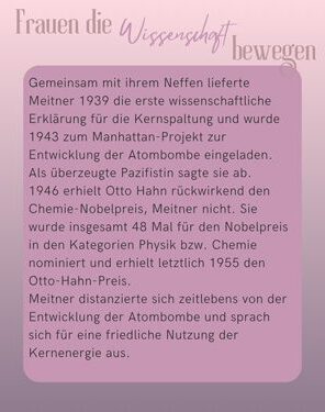 Frauen die Wissenschaft bewegen Lise Meitner