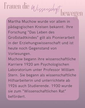 Frauen die Wissenschaft bewegen Martha Muchow
