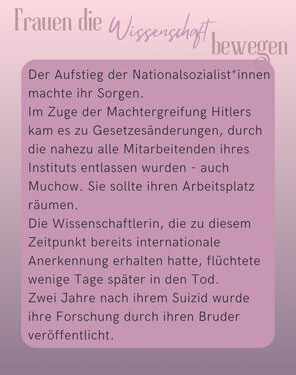 Frauen die Wissenschaft bewegen Martha Muchow