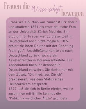 Frauen die Wissenschaft bewegen Franziska Tiburtius