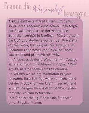 Frauen die Wissenschaft bewegen Chien Shiung Wu