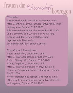 Frauen die Wissenschaft bewegen Chien Shiung Wu