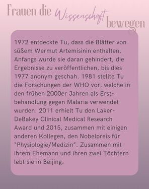 Frauen die Wissenschaft bewegen Tu Youyou