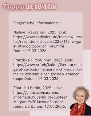 Frauen die Bewegen: Magaret Atwood
